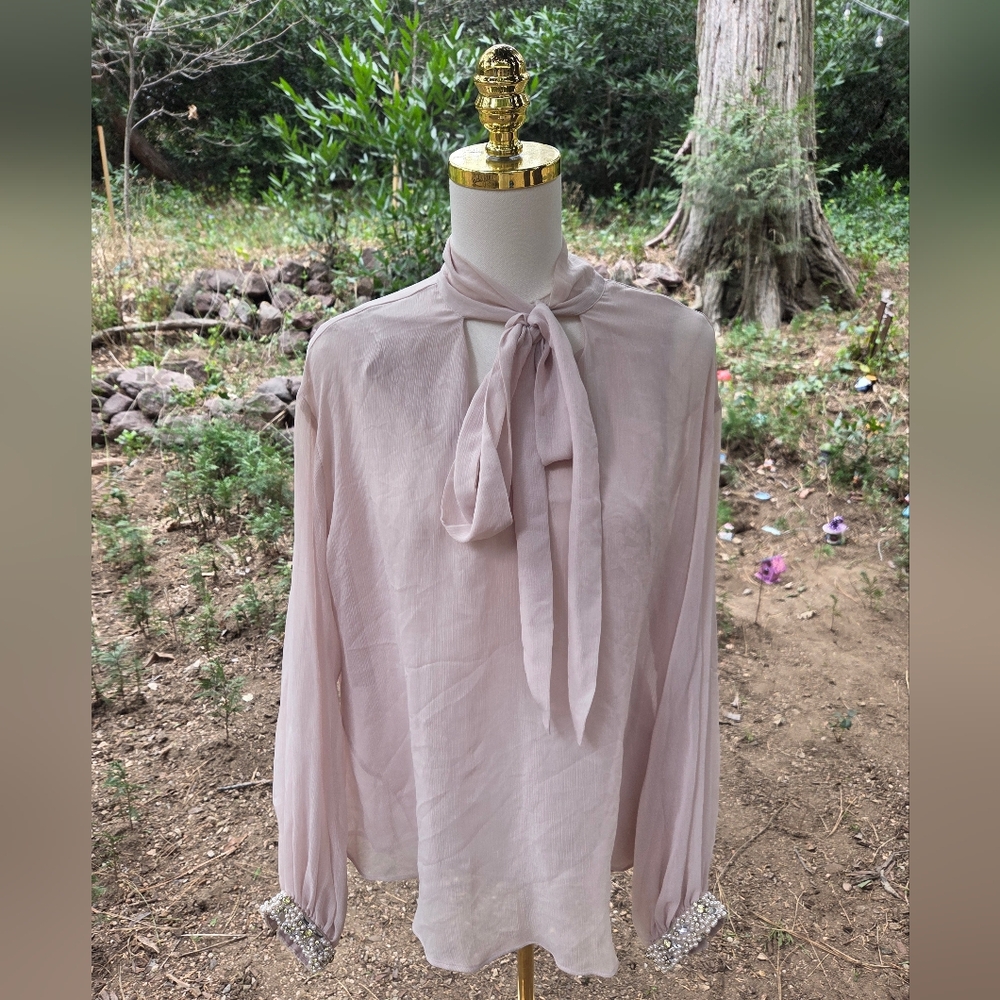 Jennifer Lopez Light Pink Blouse‎ with Bow Accent